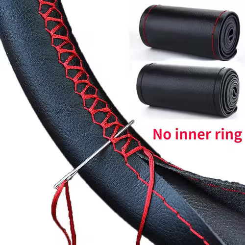 DIY PU Steering Wheel Cover 1pc - Soft Microfiber