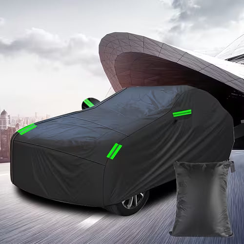The Car Cover Is All Black With A 190T Silver-coated