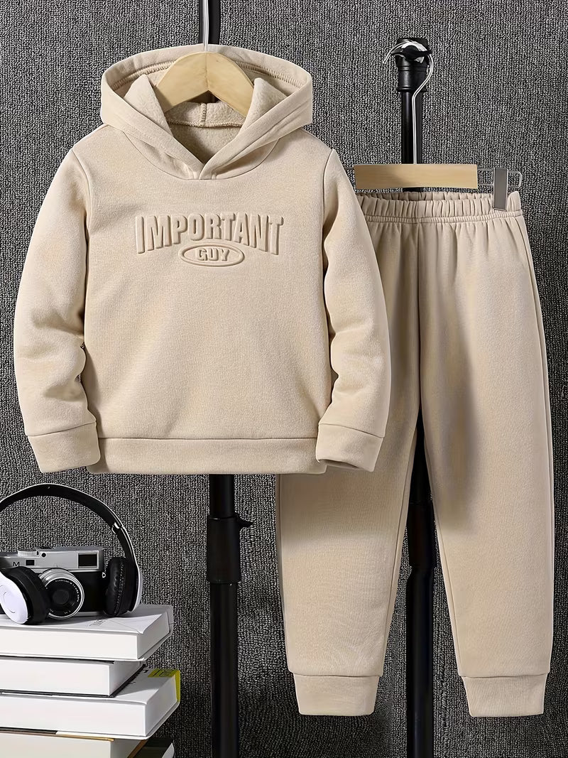 Boys' Outfit Mid-Size Hooded Embossed New Autumn