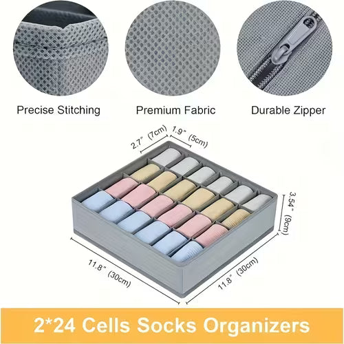2 Pack 48-Compartment Fabric Socks & Underwear