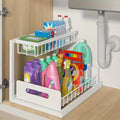 2-Tier Under Sink Organizer - Heavy Duty Metal Pull