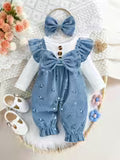 Baby Girl Cute Floral Bowknot Long Sleeve Romper with
