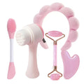5pcs Beauty Tool Set | Rose Quartz Roller + Dual-Ended