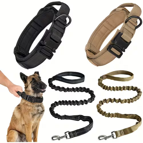 Heavy-Duty Tactical Dog Collar & Leash Set: Adjustable