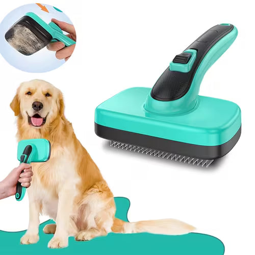 Dog & Grooming Brush | Self-Cleaning Slicker Brush for