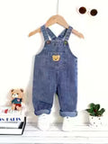 Blue Denim Overalls for Boys Featuring a Cute Bear