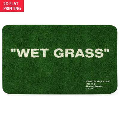 2D Flat Wet Grass' Flannel Floor Mat Anti-Slip