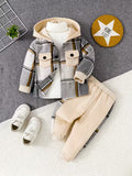 Boys' Fashion Plaid Two-Piece Set: Plaid Hooded Jacket
