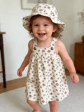 Baby Girl Small Floral Dress And Hat 2pcs Set