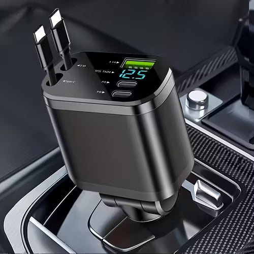 120W Fast Retractable Car Charger with 2 USB Type-C