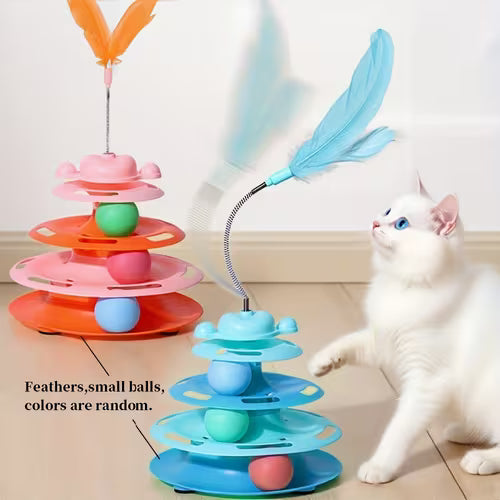Artificial Feather Cat Carousel Toy