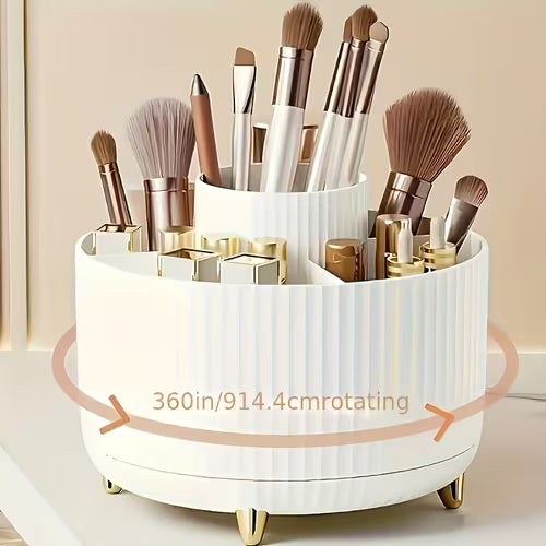 1pc White Rotating Cosmetic Storage Box/360 Degree
