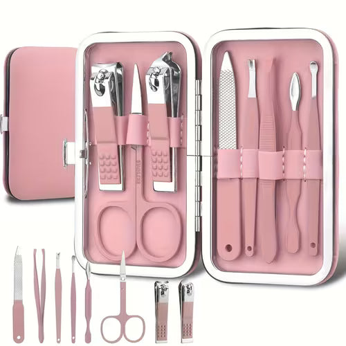 8-in-1 Rose Golden Stainless Steel Nail Care Kit with
