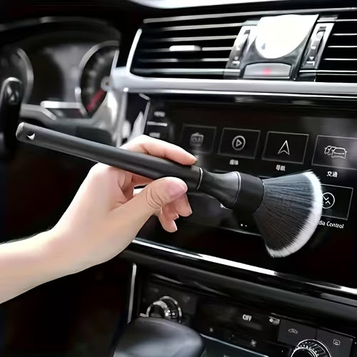 1pc Soft Bristle Car Interior Detailing Brush - Black