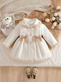 Girls' Autumn/Winter Button-Up Bow Lapel Long-Sleeve