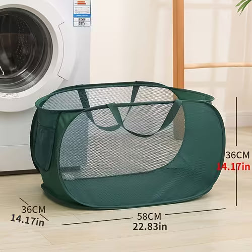 Foldable Extra Large Mesh Laundry Basket with Handles