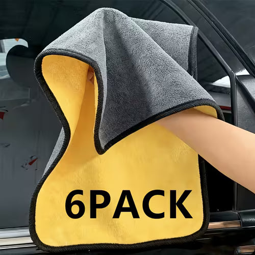 6pcs Thick Microfiber Car Wash Cloths - Super