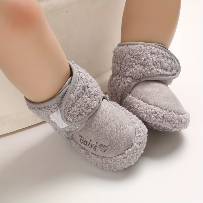 Cozy Beige Baby Ankle Boots with Heart Design - Soft