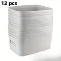 12pcs White Plastic Storage Baskets with Handles