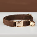 Chocolate-colored Velvet Custom Cat and Dog Collar