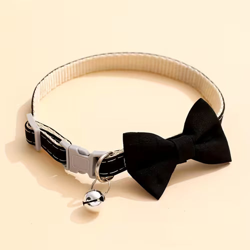 Plaid Nylon Adjustable Bow Tie Pet Collar with Bell
