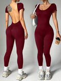 A Women's Ribbed Backless Jumpsuit Featuring a