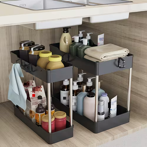2pcs Under Bathroom Sink Organizers And Storage