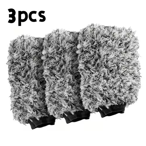 3pcs Car Wash Gloves Crafted from Premium Ultra-Fine