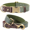 Durable Vintage Synthetic Leather Pet Collar and Leash