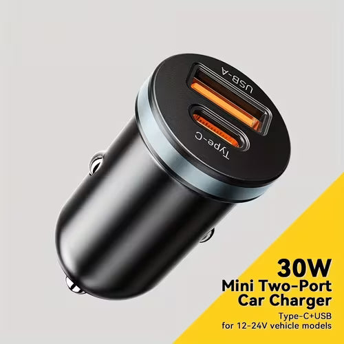 New 30W Super Fast Car Charger - Dual Port USB-C PD3