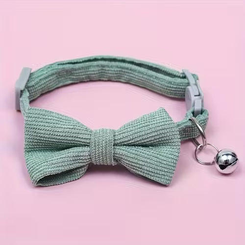 A Removable Bow Tie Corduroy Cat Collar