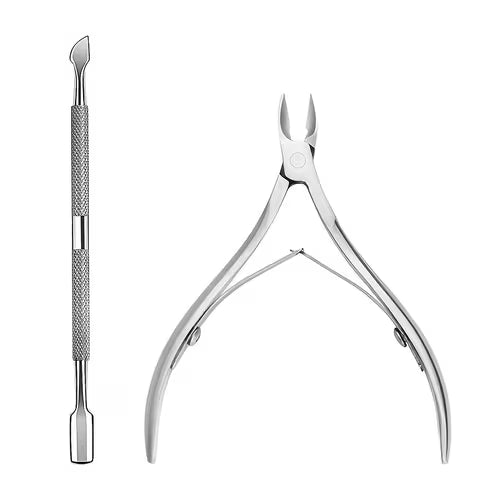2pcs Cuticle Nipper + Stainless Steel Pusher Tool Set