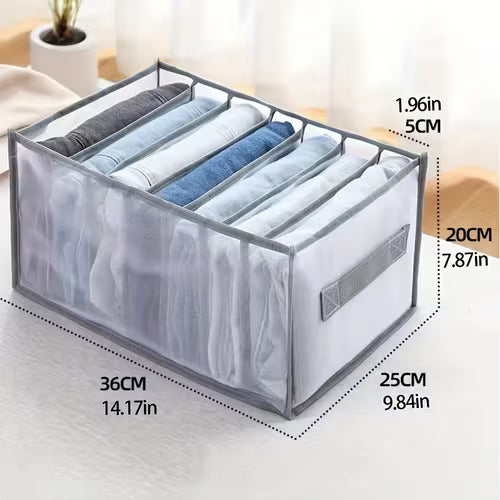 7-Compartment Fabric Clothes Organizer with Handle